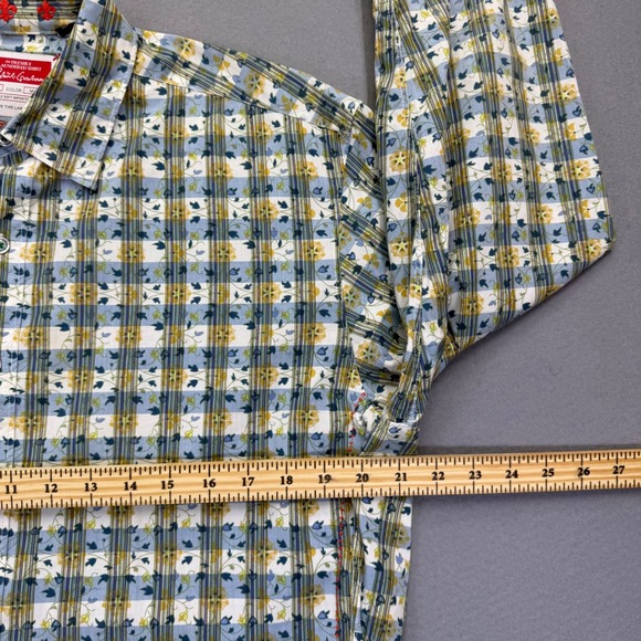 Robert Graham Freshly Laundered Shirt Mens Blue Yellow Floral Plaid Cotton XL - Picture 4 of 12